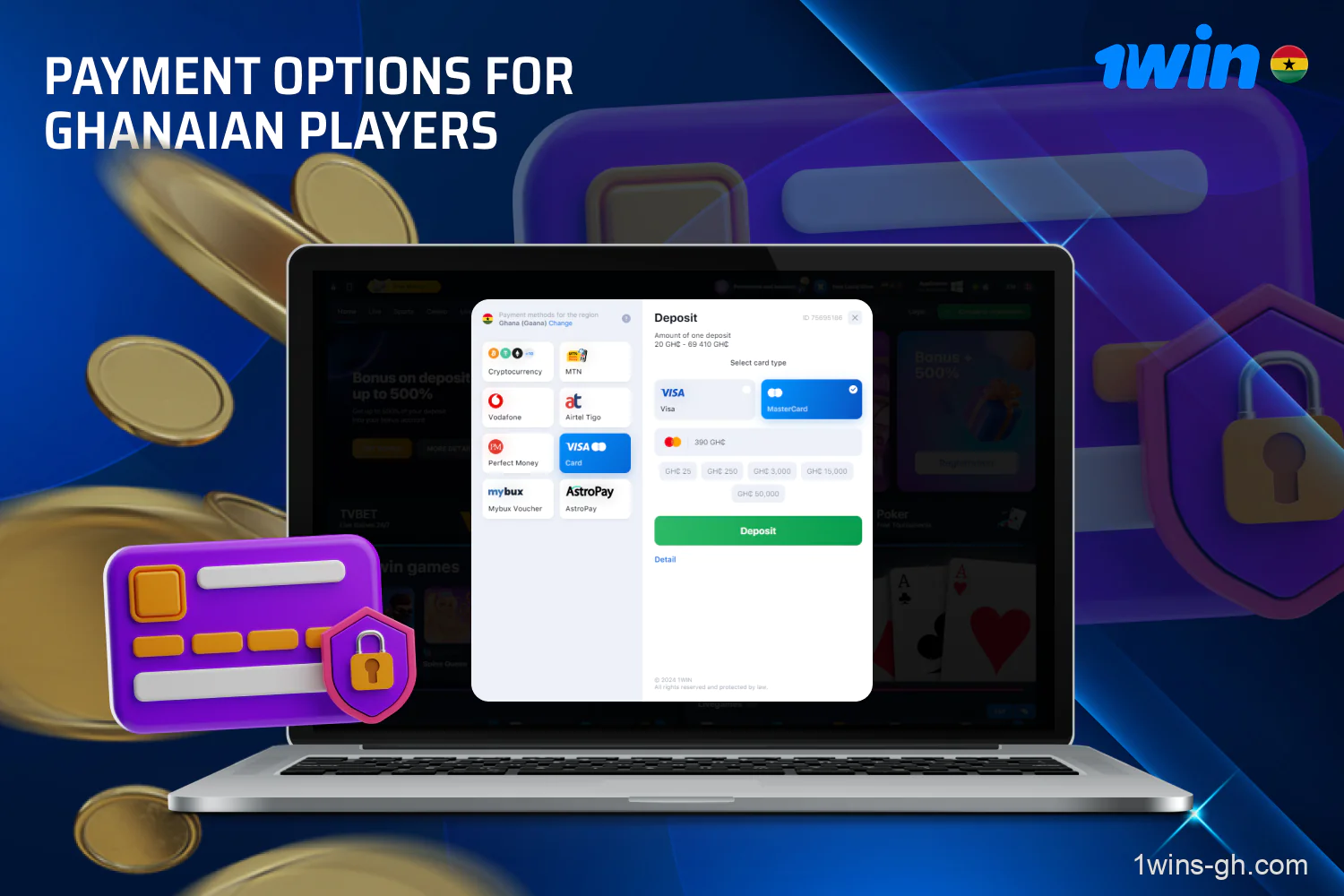 For the convenience of users, 1win Ghana provides various payment systems
