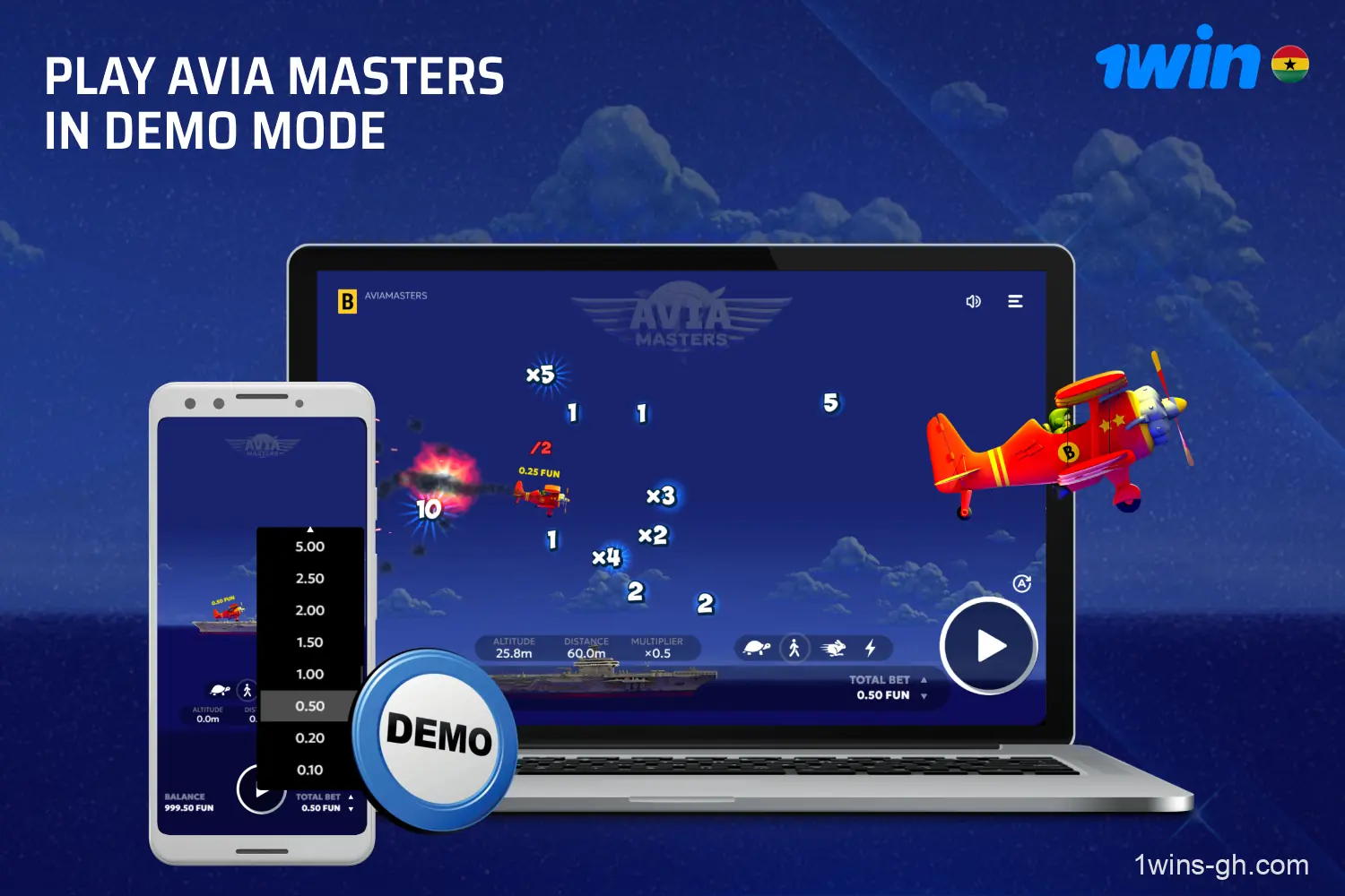 The Avia Masters demo mode on 1win allows Ghanaian players to learn the mechanics and tactics of the game for free and without risk